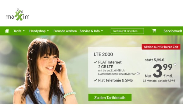 maXXim LTE 2000 ab 3,99 Euro