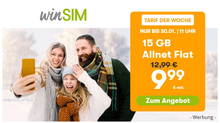 winSIM: 15 GB Allnet Flat für 9,99 Euro